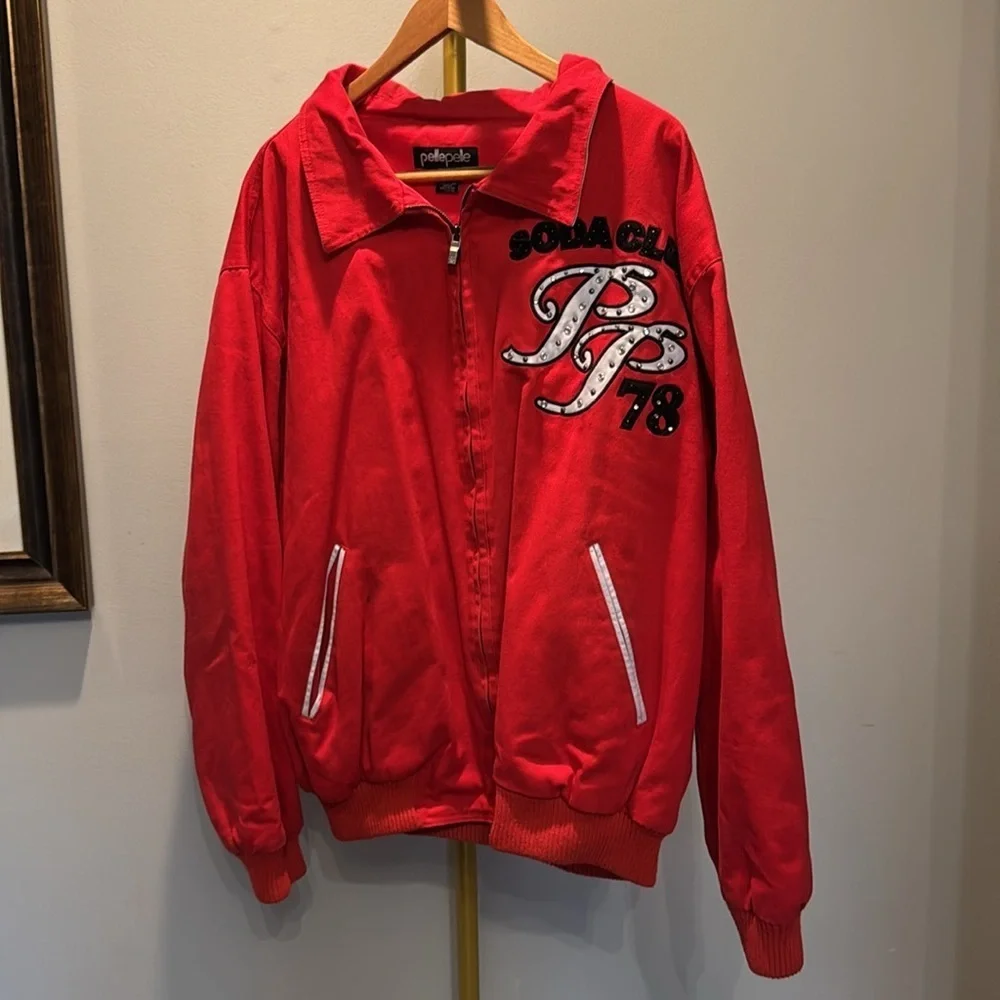 Pelle Pelle a club Red Jacket with Embroidered Design EUC 4XL